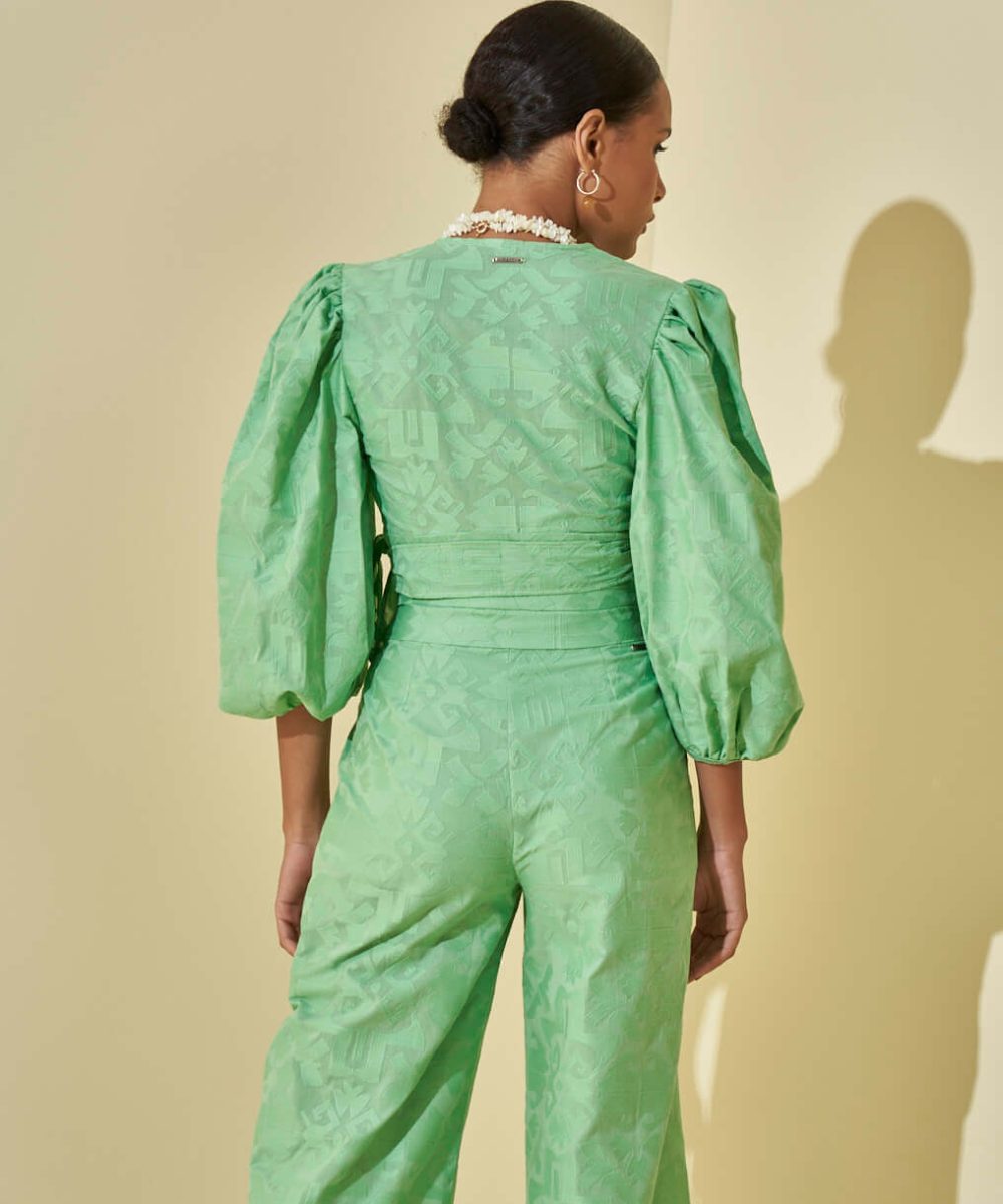 Alternative view of Blusa Cropped Bordada Verde Lupy - L'Cecci
