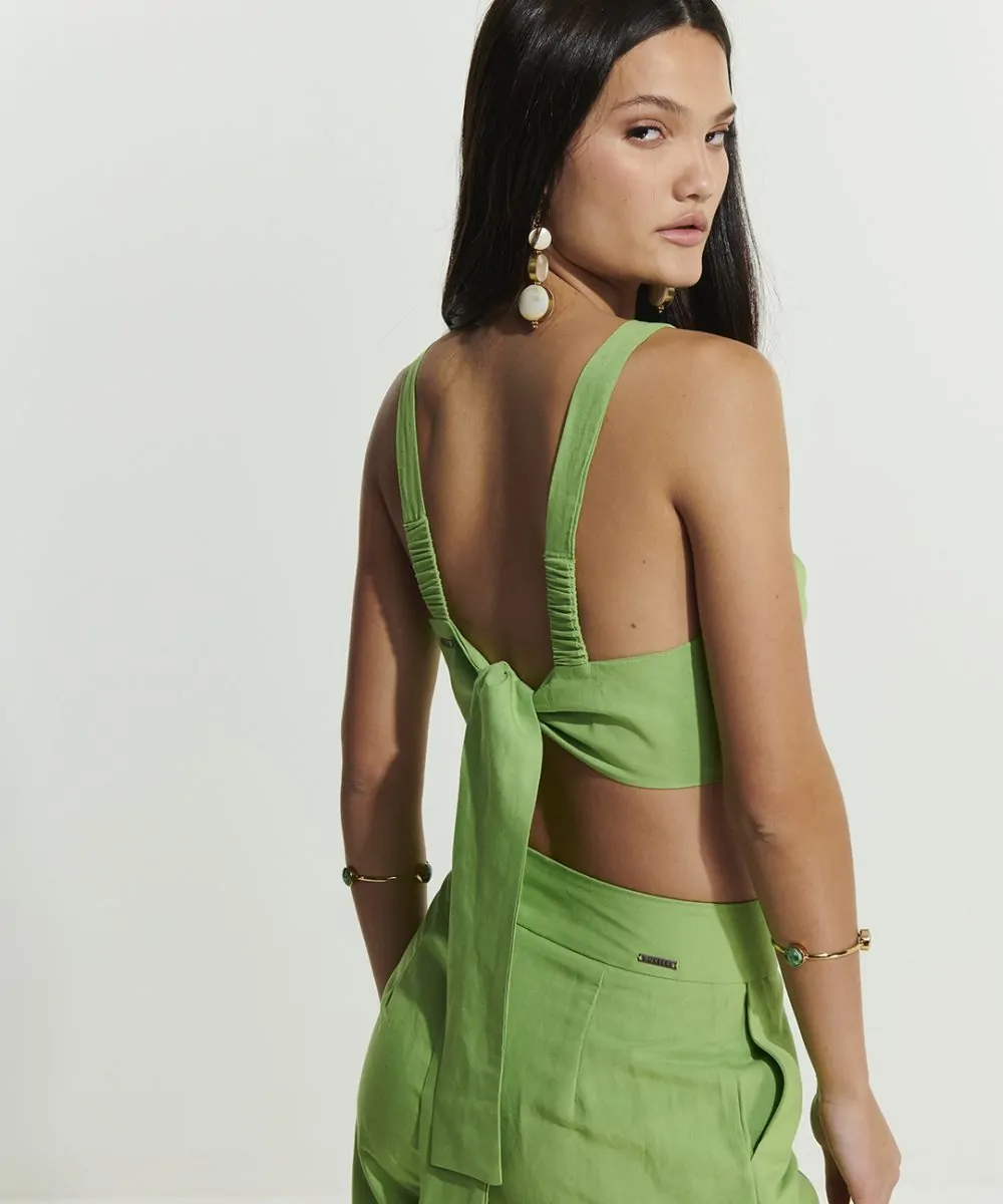 Alternative view of Top Linho L'cecci Verde Kiwi