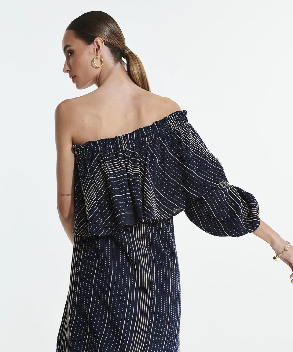 Alternative view of Vestido Bordado Loose Azul - L'Cecci