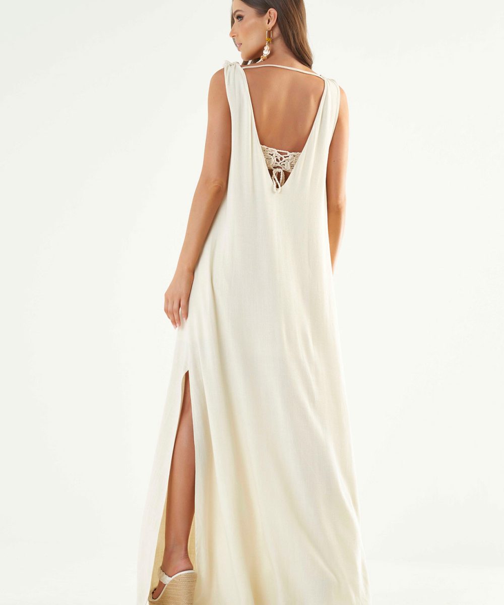 Alternative view of Vestido Linho Com Top Macramê Kiara - Oásis Resortwear