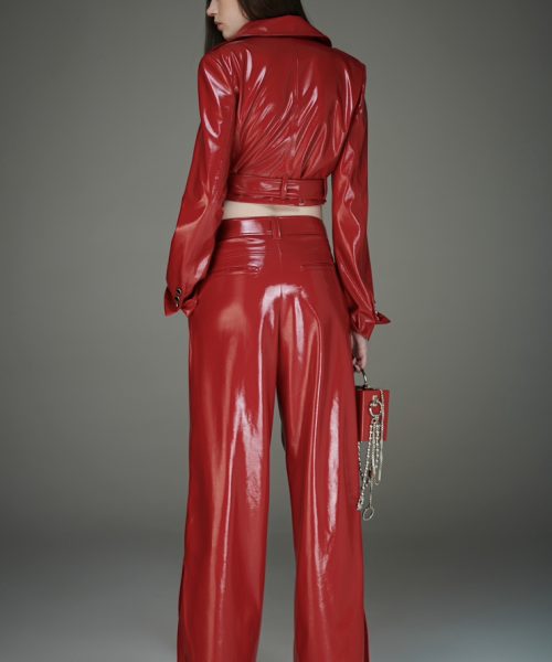 Alternative view of Jaqueta Perfecto de Vinil Vermelho - Caos