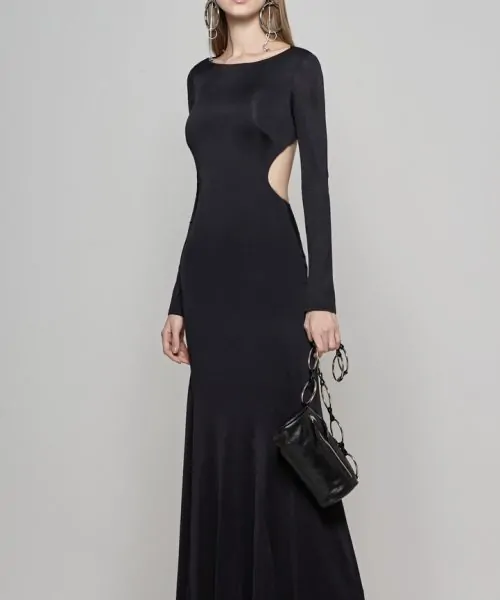 Alternative view of Vestido Longo Costas Vazada Preto - Caos