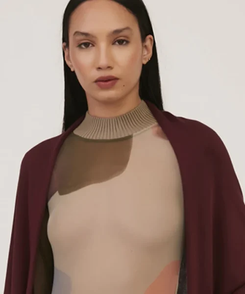 Alternative view of Blusa Gola Alta Manga 3/4 em Tule - Viviane Furrier