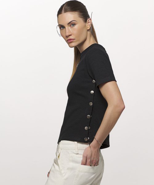 Alternative view of Blusa Malha Canelada com Botões - CAOS