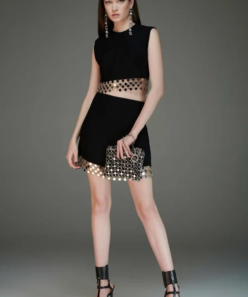 Alternative view of Conjunto Cropped e Saia com Bordado na Barra Preto  - CAOS