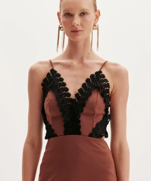 Alternative view of Vestido Longo com Detalhe em Renda - Amarante Do Brasil