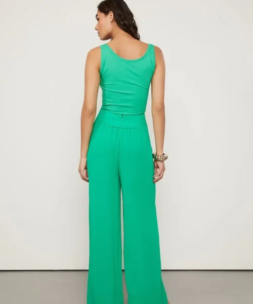 Alternative view of Calça Pantalona Com Detalhe a Fio Verde Folha - Animale