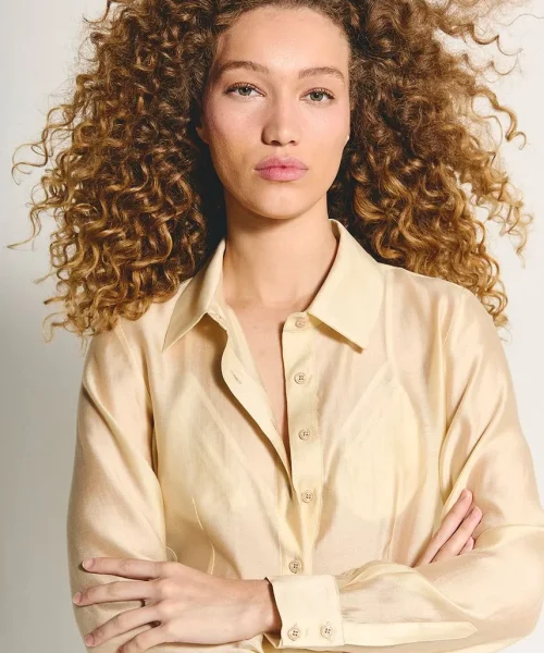 Alternative view of Camisa Jamile Bege Fog - ByNV