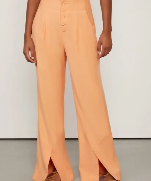 Alternative view of Calça Laranja Aura Ampla Com Botões - Animale