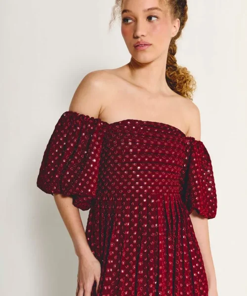 Alternative view of Vestido Betina Vermelho Ameixa - ByNV