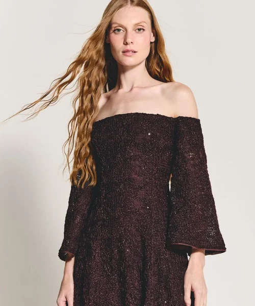 Alternative view of Vestido Anastacia Vermelho Ameixa - ByNV