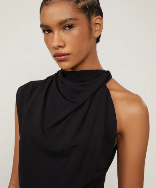 Alternative view of Vestido De Jersey Curto Preto Com Gola Lenço - Animale