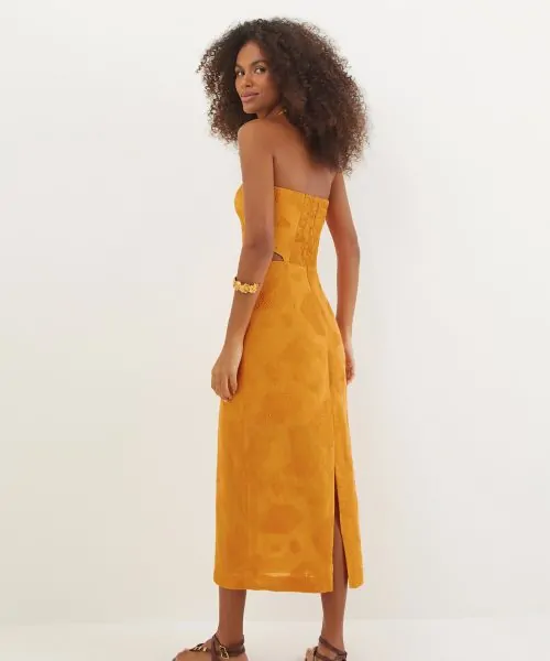 Alternative view of VESTIDO MIDI JORDANA DET SUNSET LARANJA -VIX