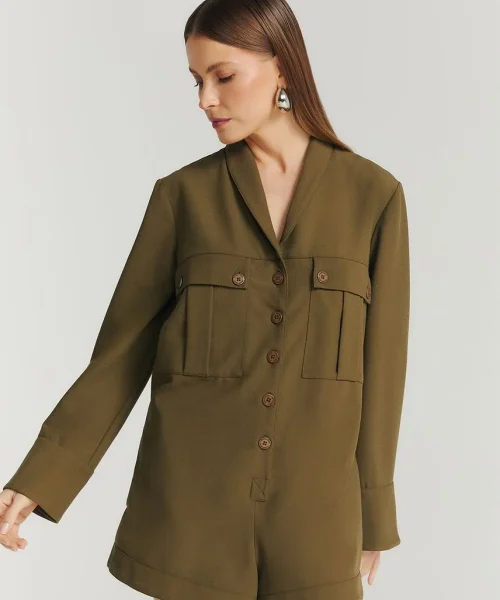 Alternative view of Macaquinho Beatrice Verde Army - ByNv