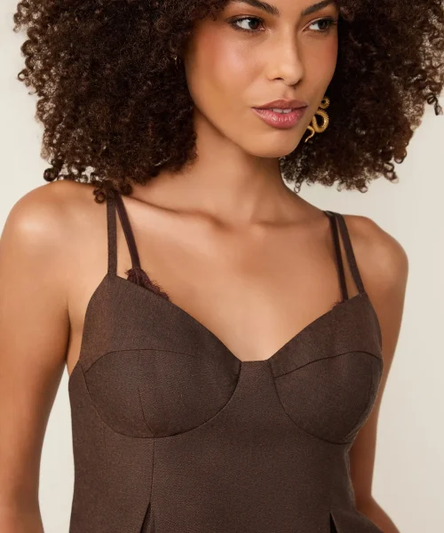 Alternative view of Top Fio Tinto De Algodão Marrom - Animale