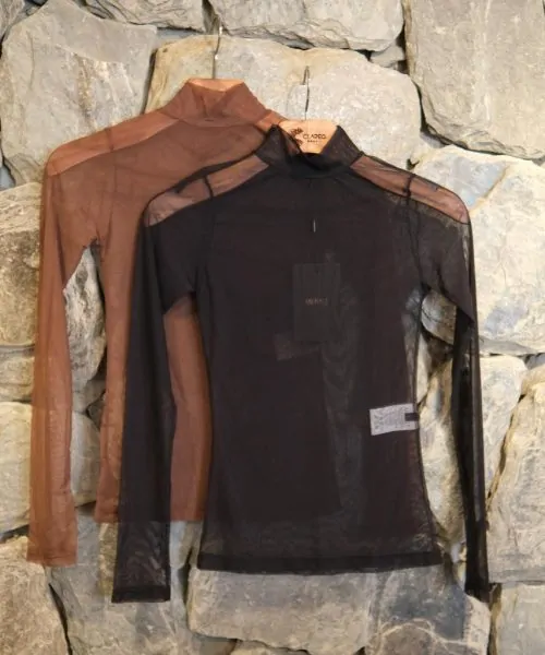 Alternative view of Blusa Gola Alta De Tule Preto - Animale