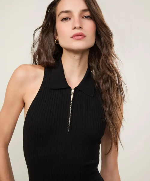 Alternative view of Vestido De Tricot Midi Com Decote Polo e Fendas Laterais - Animale