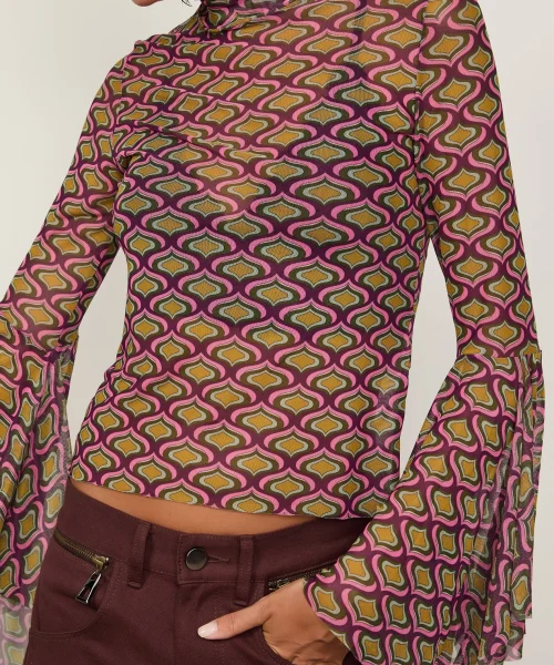 Alternative view of Blusa Tule Manga Longa - Animale