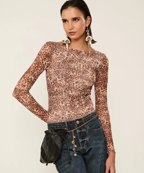 Alternative view of Body De Malha Manga Longa Com Decote Onça - Animale