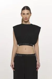 Cropped Malha Transfer Barra - CAOS