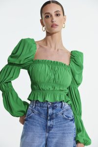Blusa Ombro Estruturado Esmeralda - L'Cecci