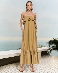 Vestido Maxi Midi Com Babados-Anne Fernandes