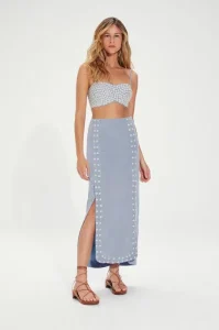 Saia Midi Lana Detalhe Blue Jeans - Vix