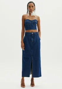 Saia Jeans Super Midi Super High - Amarante