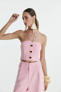 Top Tomara que Caia Linho Rosa Balm - L'Cecci