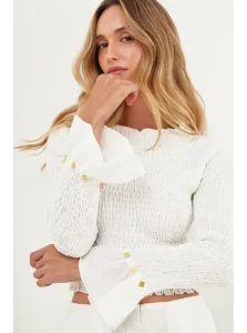 Blusa Manga Longa Belle Detalhe Off White - Vix