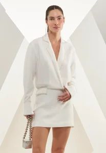Vestido Curto Manga Longa Bordado - CAOS