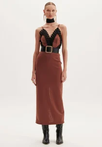 Vestido Longo com Detalhe em Renda - Amarante Do Brasil