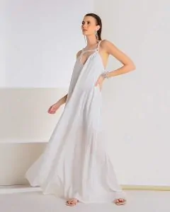 Vestido Longo Com Macramê - CAOS