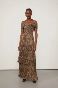Vestido Tule Babados Lili Est Leopardo - Animale