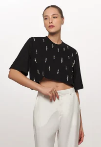 Blusa Malha Bordada Pedraria - CAOS