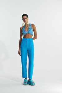 Calça Linho Alfaiataria Azul - L'Cecci