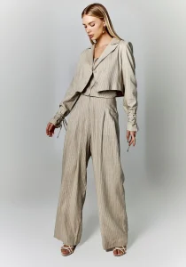 Calça Listrada Areia