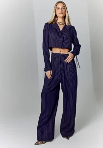 Calça Pantalona Listrada Navy
