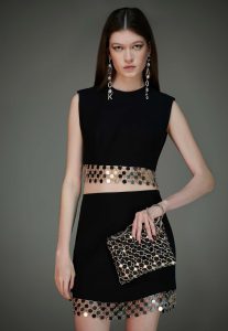 Conjunto Cropped e Saia com Bordado na Barra Preto - CAOS