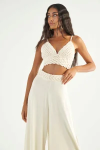 Conjunto Top E Calça Linho Com Macramê Joana - Oásis Resortwear