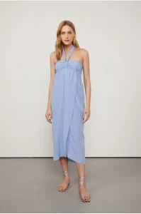 Vestido De Seda Midi Azul Tomara Que Caia - Animale