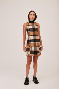 Mini Vestido Gola Alta Tartan - Viviane Furrier